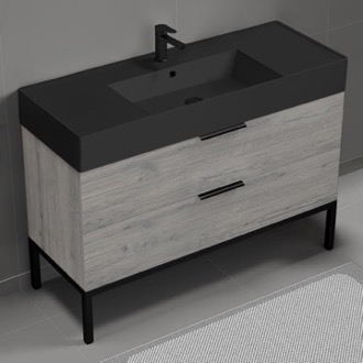 Bathroom Vanity Modern Bathroom Vanity With Black Sink, Floor Standing, 48